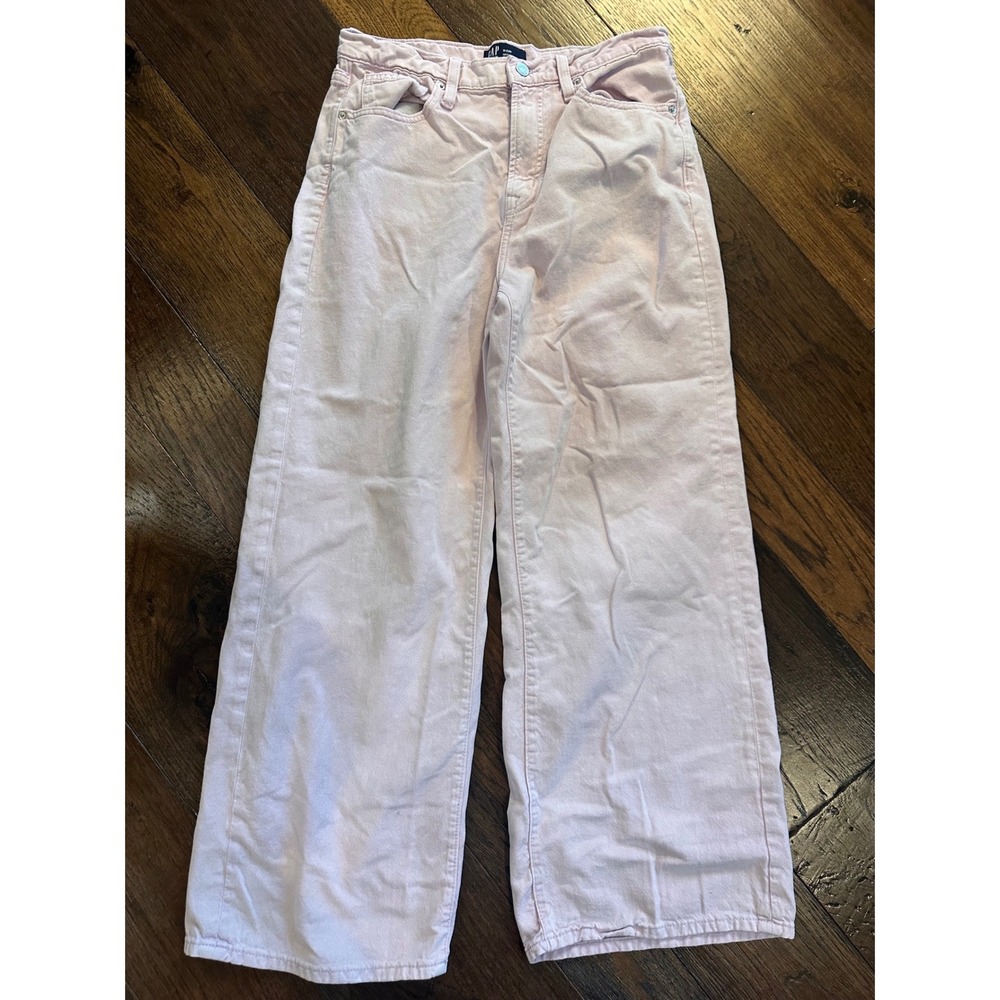 Gap High Rise Wide Leg Jeans Pink Denim Womens 8/29R Pastel Cotton Pants